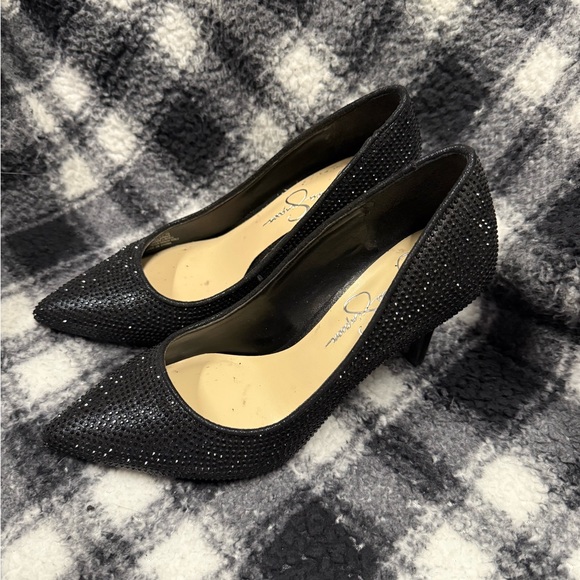 Jessica Simpson Elegant Black Bling Heels - Picture 1 of 3